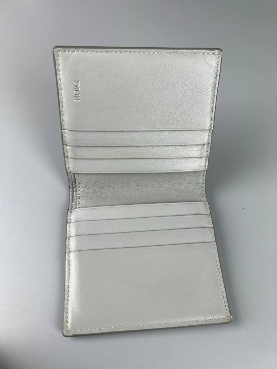 DIOR Grey CD Diamond Coated Canvas Bifold Compact Wallet