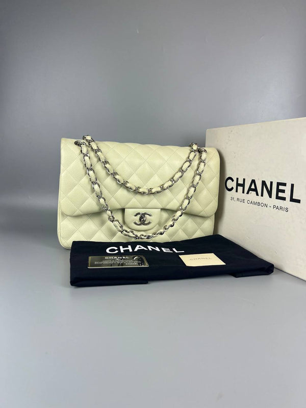 CHANEL&nbsp; Mint Green Caviar medium Classic Double Flap Bag