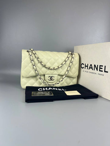 CHANEL Mint Green Caviar Jumbo Classic Double Flap Bag