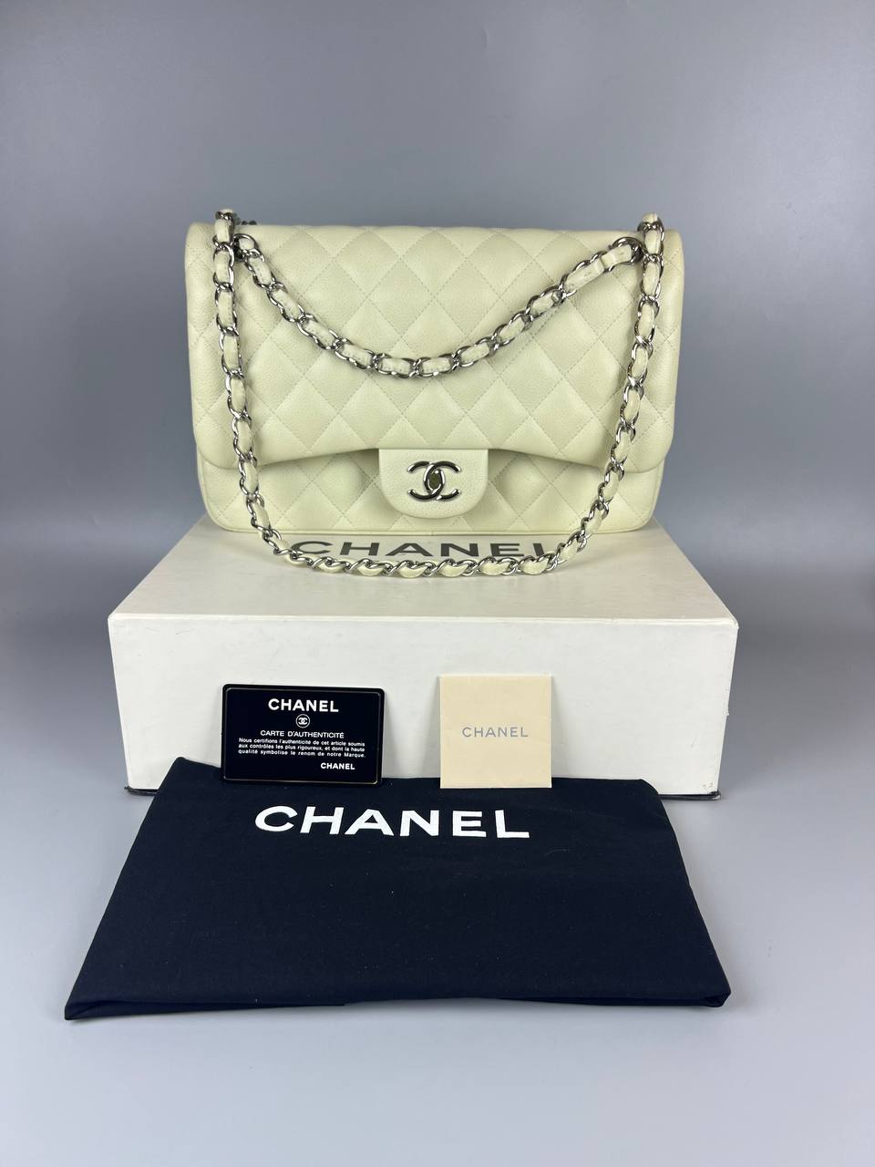 CHANEL Mint Green Caviar Jumbo Classic Double Flap Bag