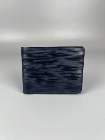 LOUIS VUITTON Navy Blue Epi Leather Multiple Bifold Wallet