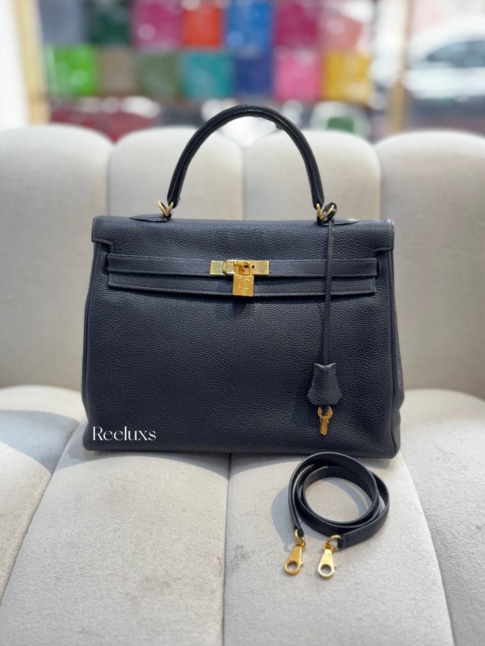 HERMES Kelly 35 Togo Leather In Gold Hardware Handbag GHW