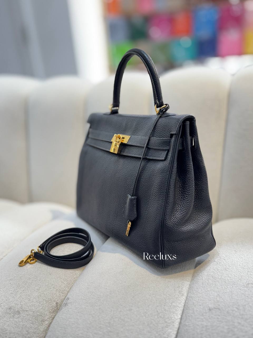 HERMES Kelly 35 Togo Leather In Gold Hardware Handbag GHW