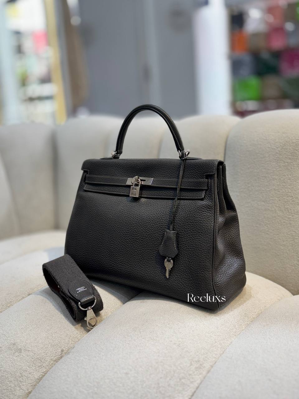 HERMES Kelly 35 2 Way&nbsp; Clemence Leather Handbag - Shoulder Bag