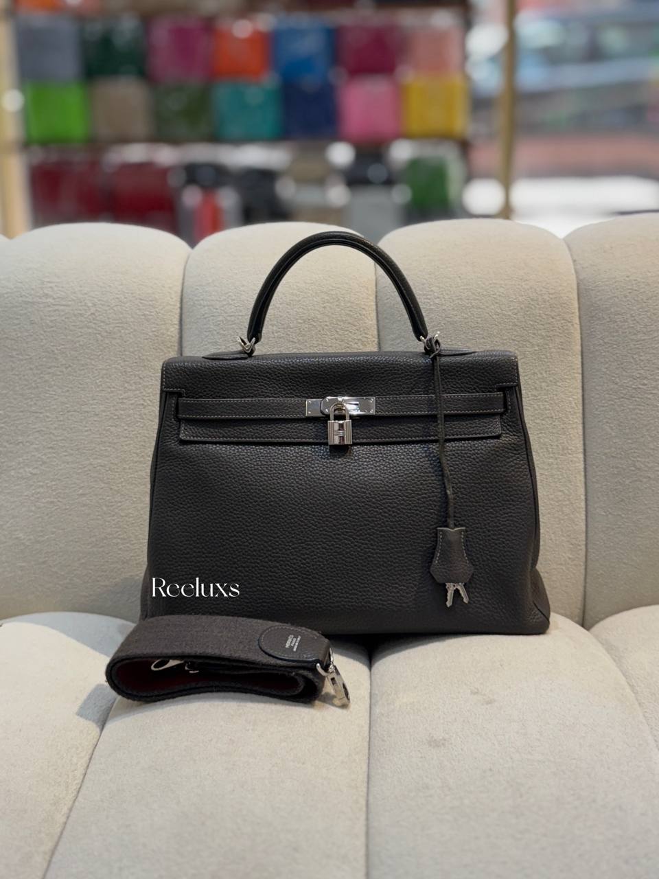 HERMES Kelly 35 2 Way&nbsp; Clemence Leather Handbag - Shoulder Bag