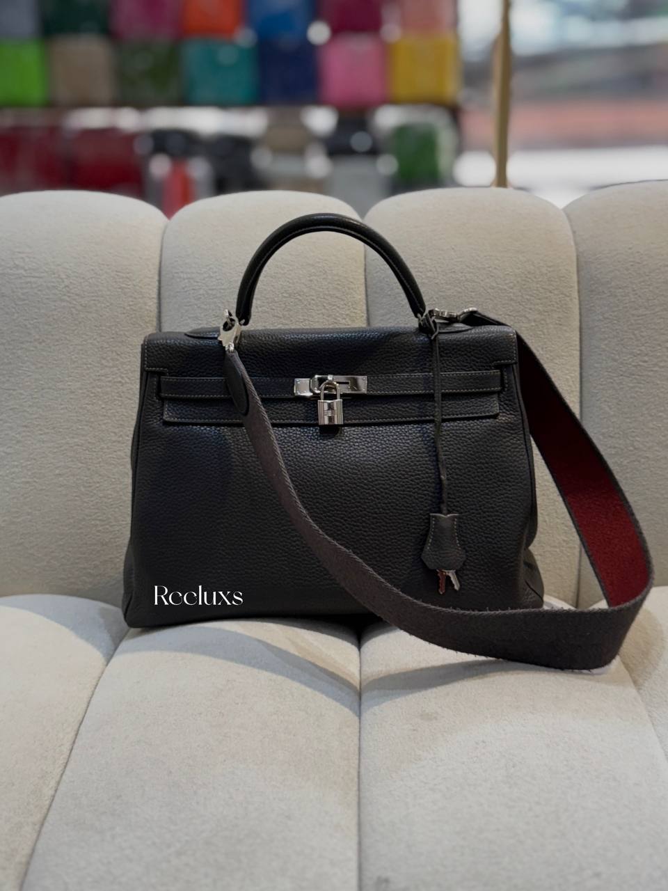 HERMES Kelly 35 2 Way&nbsp; Clemence Leather Handbag - Shoulder Bag