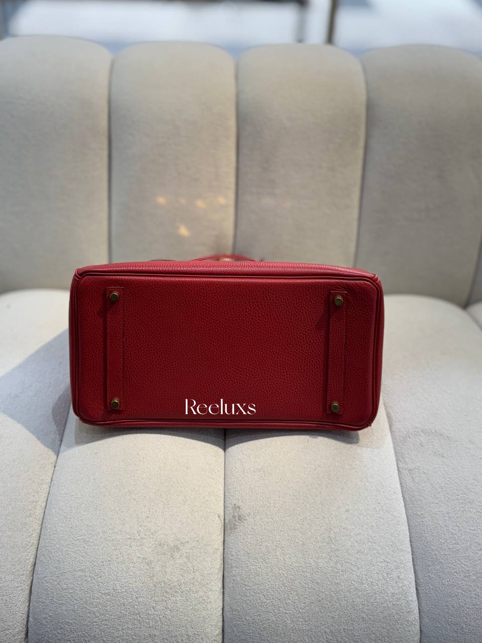 HERMES Birkin 35 Rouge Vif Ardennes GHW