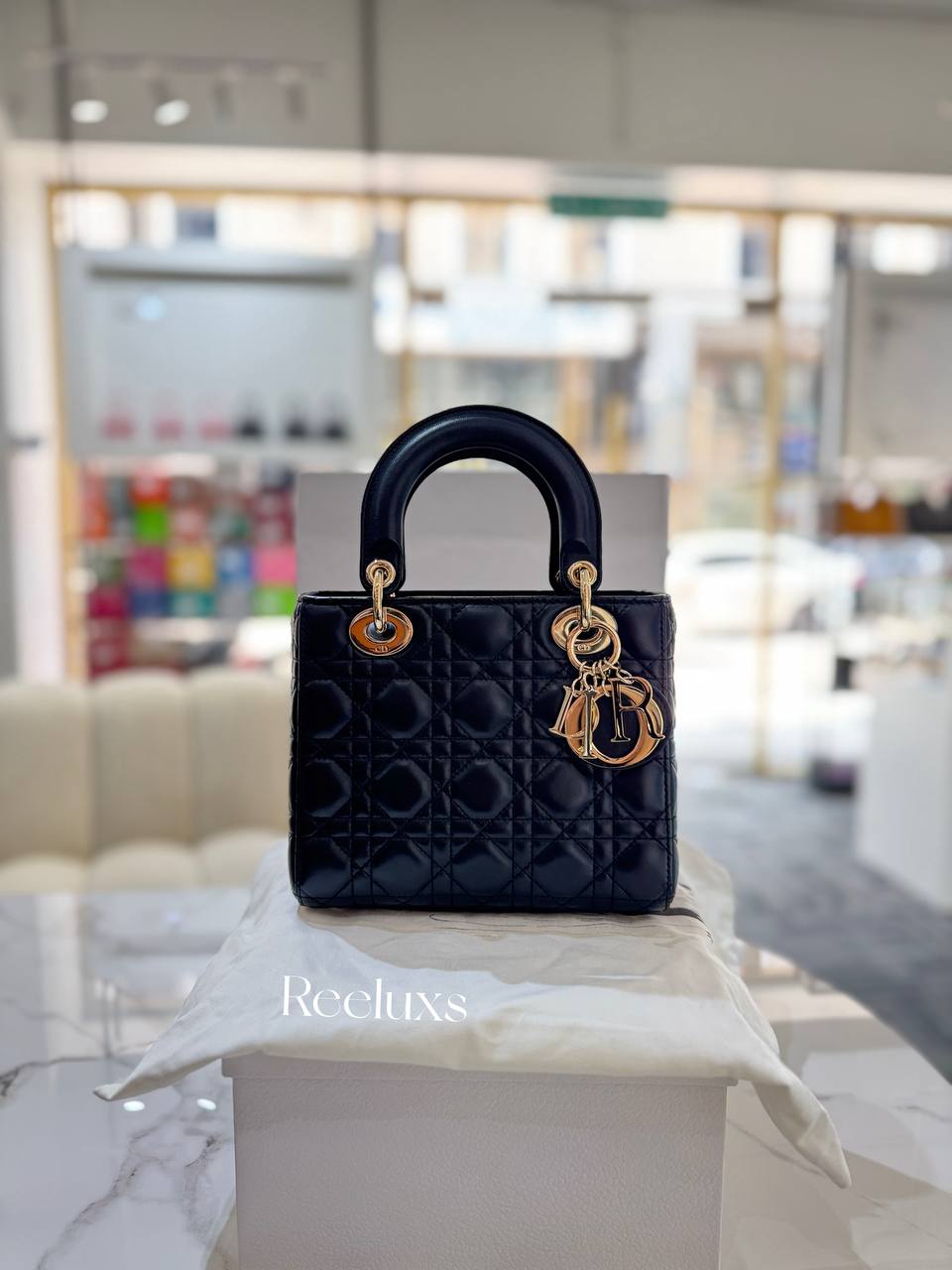 CHRISTIAN DIOR Small Lady Dior My ABCDior Black Cannage Lambskin Handbag