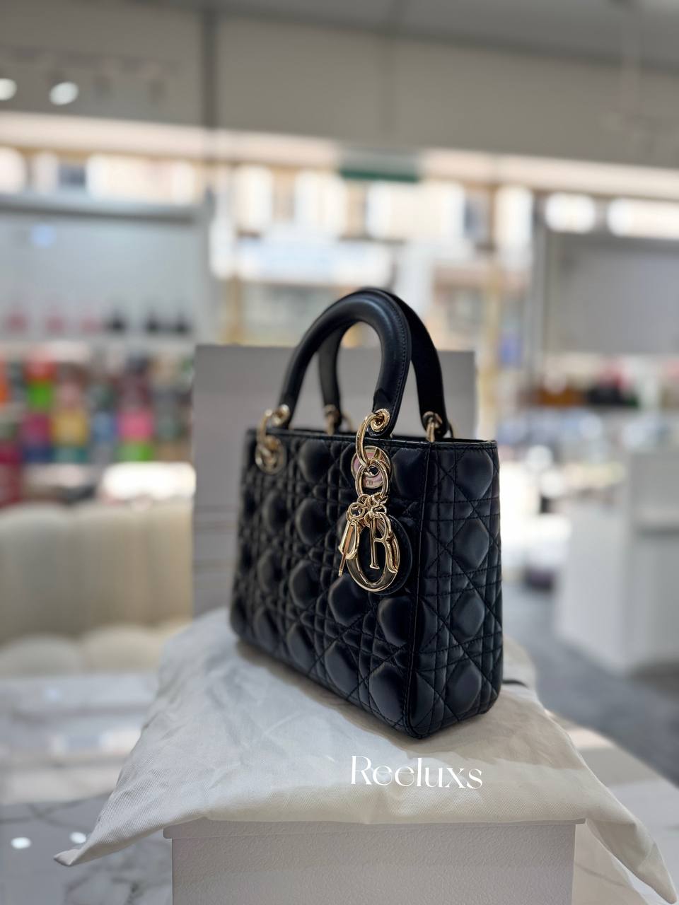 CHRISTIAN DIOR Small Lady Dior My ABCDior Black Cannage Lambskin Handbag