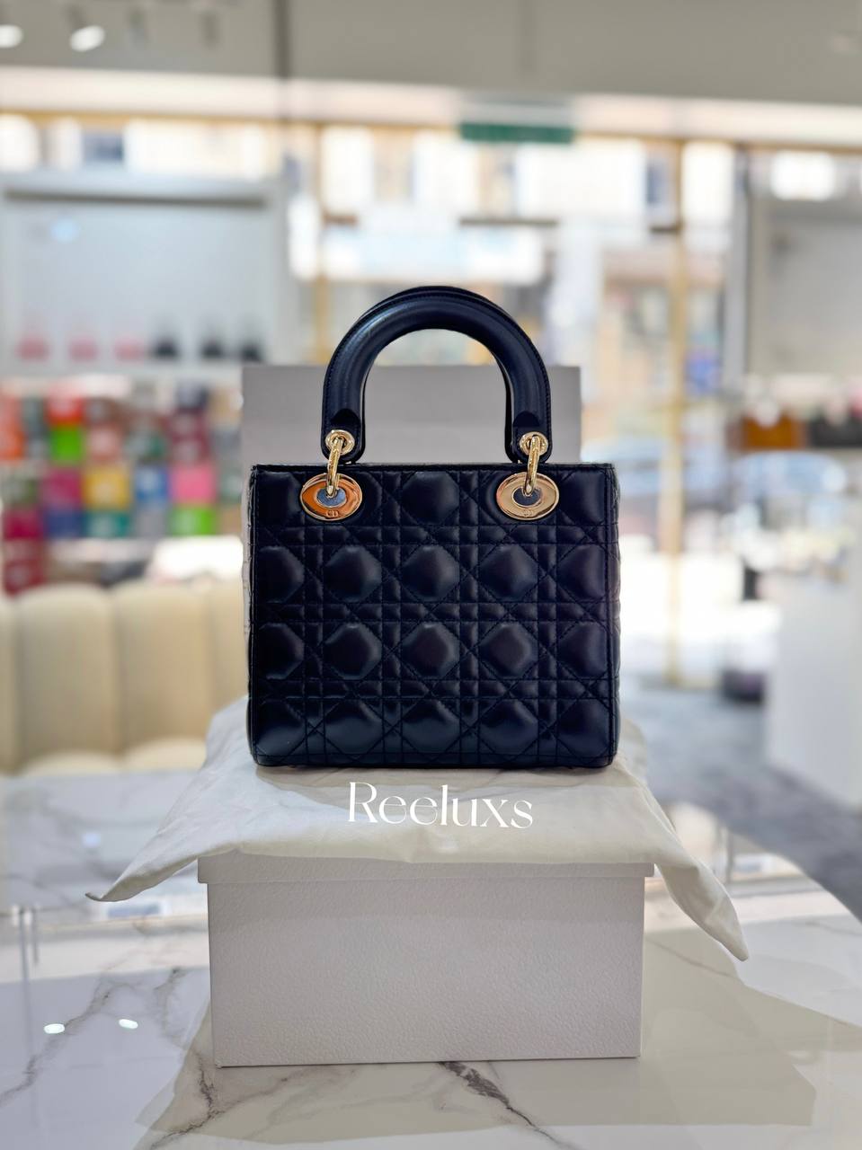 CHRISTIAN DIOR Small Lady Dior My ABCDior Black Cannage Lambskin Handbag