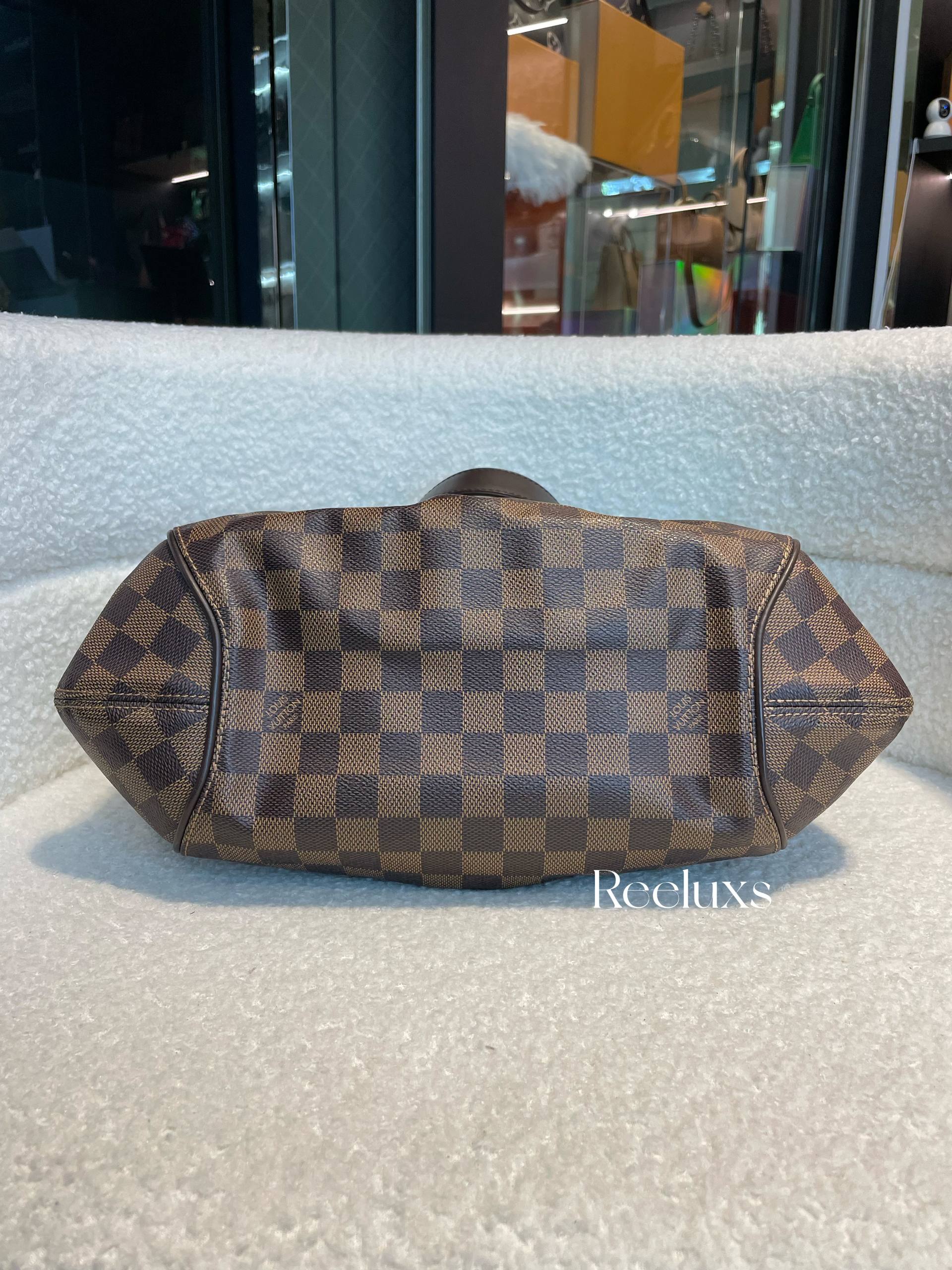 LOUIS VUITTON LV Sistina GM Damier Ebene Handbag PVC Leather Brown