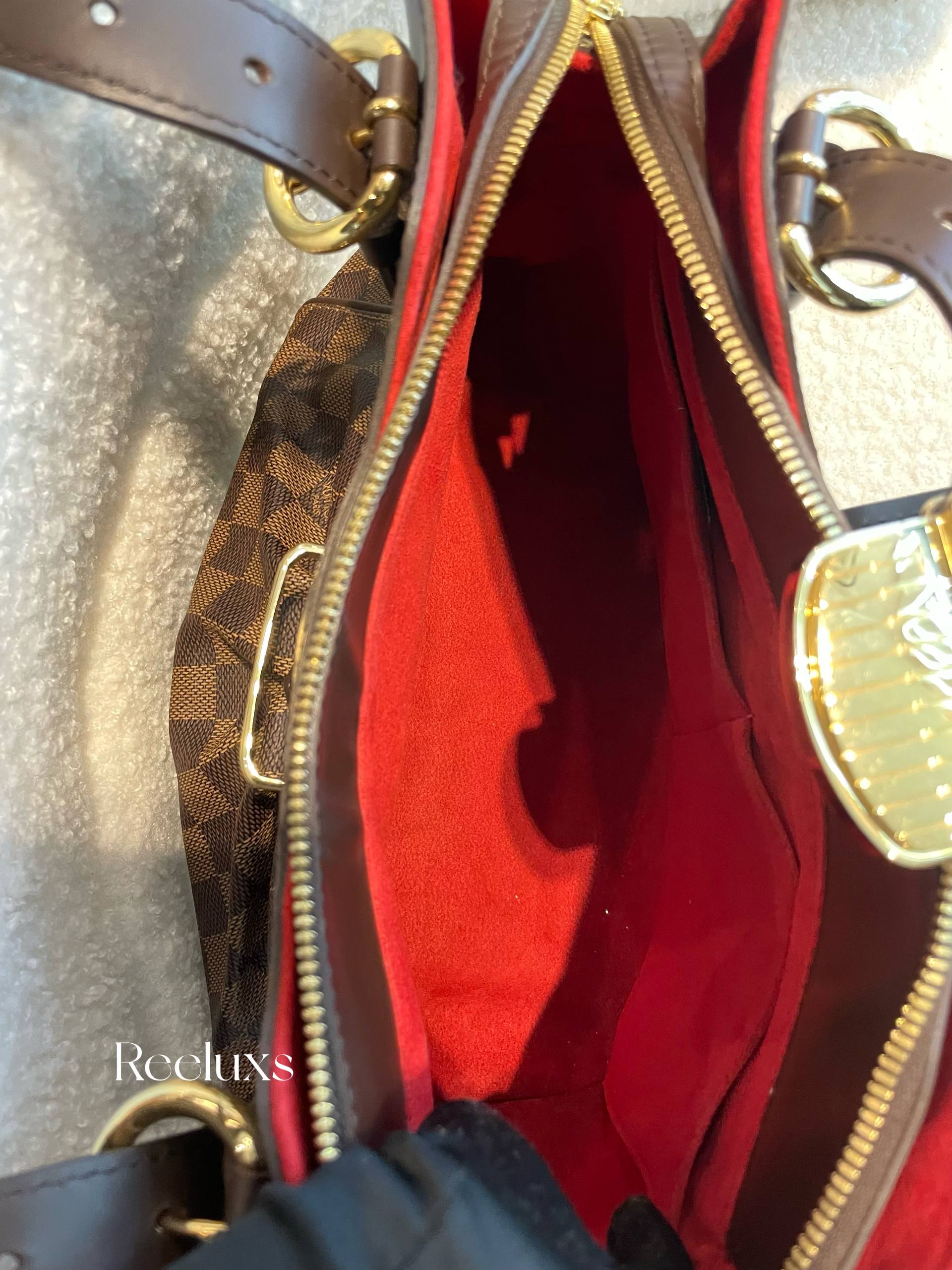 LOUIS VUITTON LV Sistina GM Damier Ebene Handbag PVC Leather Brown