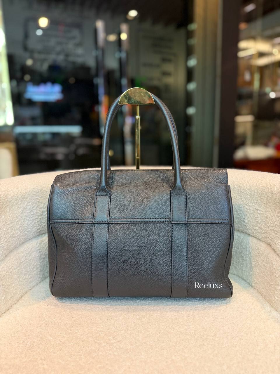 Grey Grained Leather Mulberry Bayswater Handbag