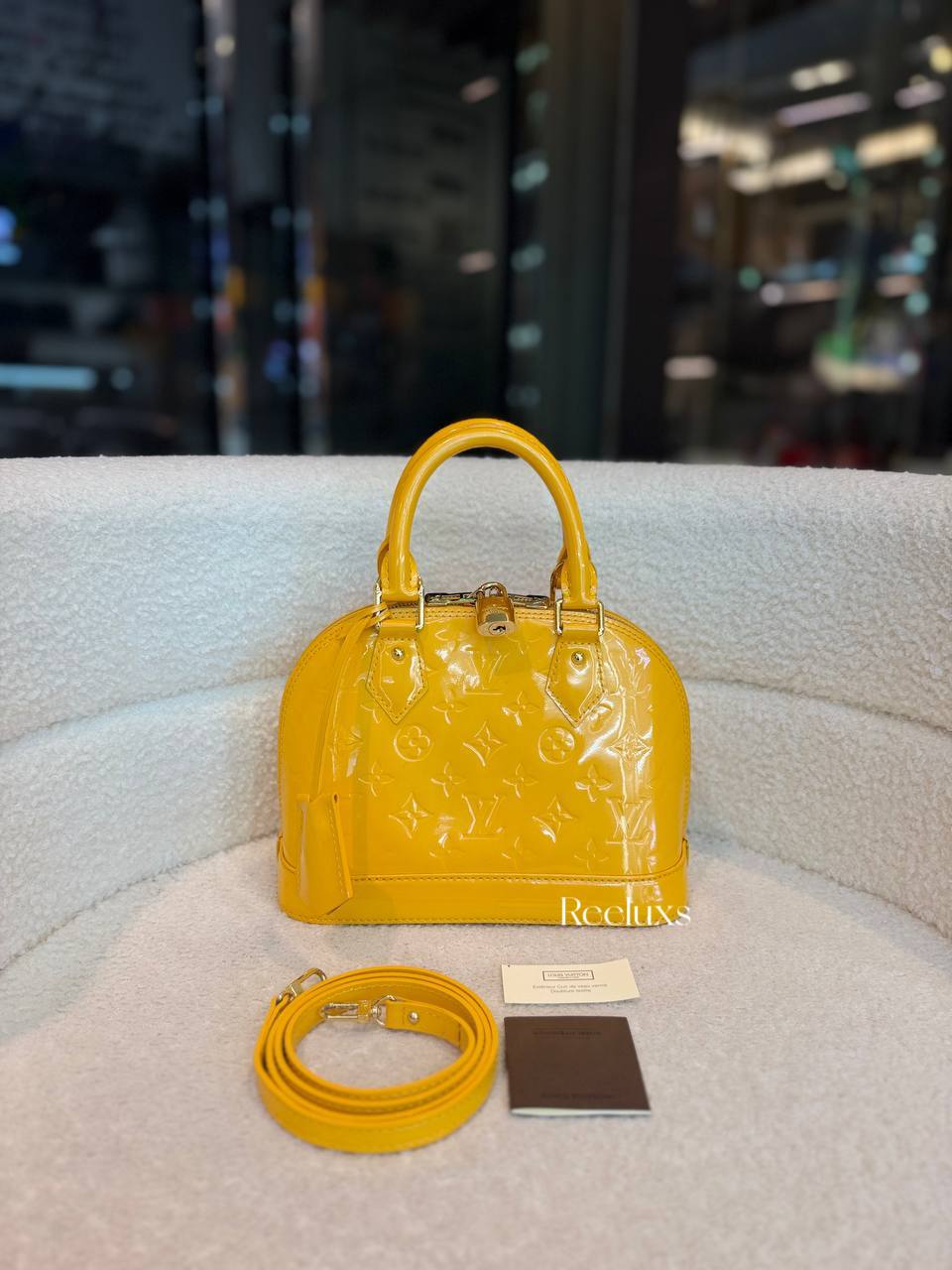 Louis Vuitton Vernis Alma BB Citrine Yellow Crossbody Bag