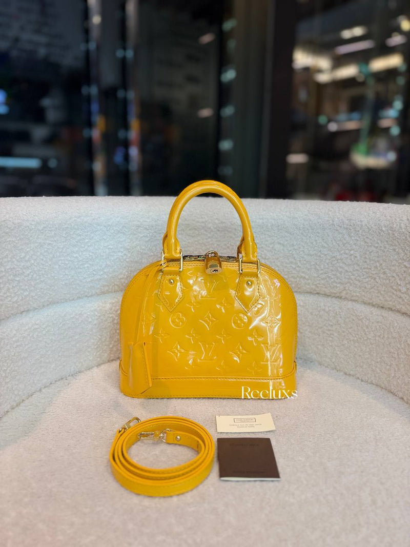 Louis Vuitton Vernis Alma BB Citrine Yellow Crossbody Bag