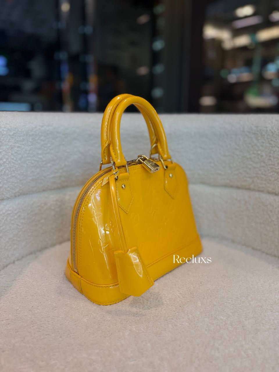 Louis Vuitton Vernis Alma BB Citrine Yellow Crossbody Bag