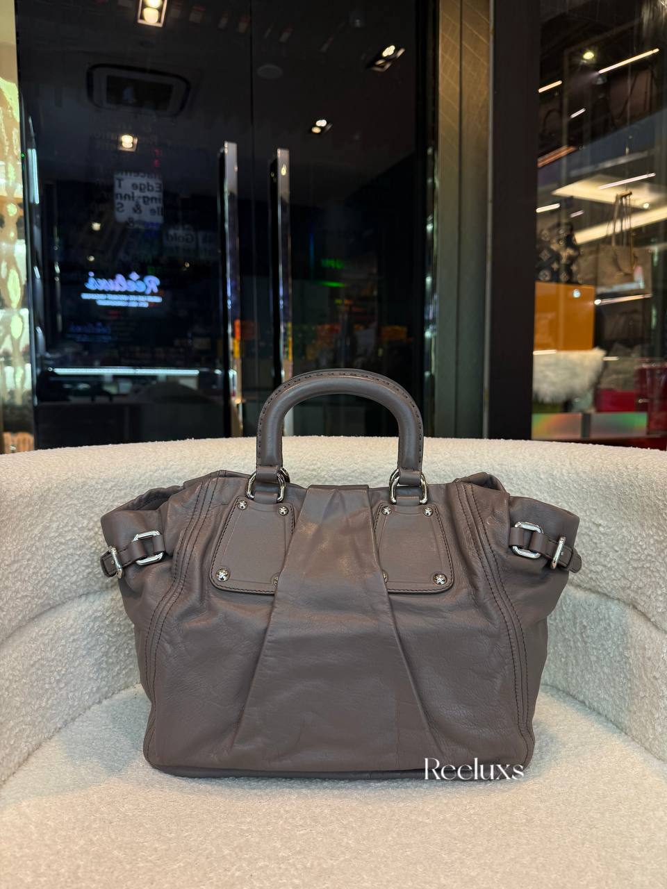 PRADA Bambu Soft Calfskin Leather 2-Way Tote / Handle Bag