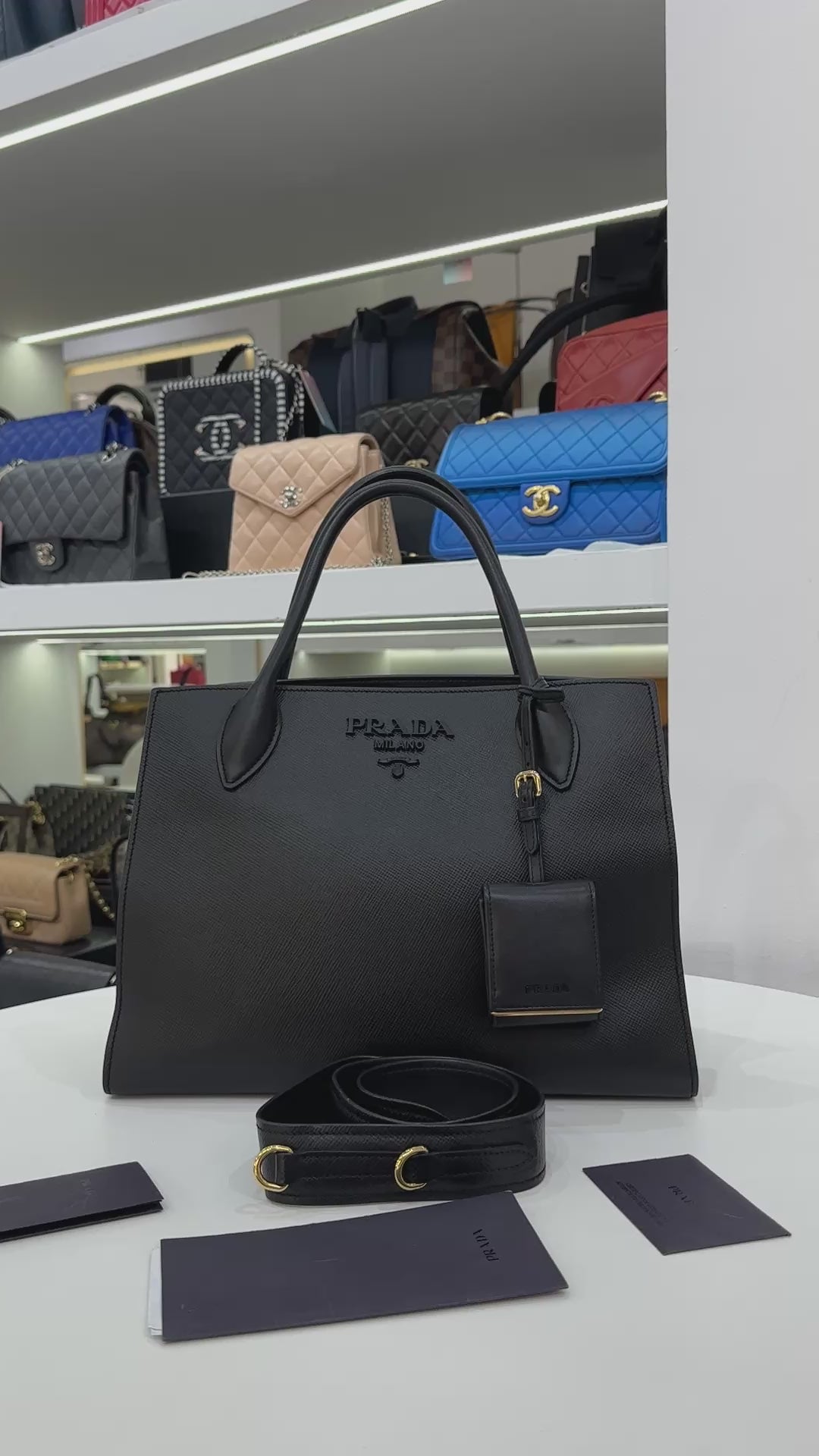 Prada Saffiano Cuir Calfskin Medium Monochrome Top Handle Bag
