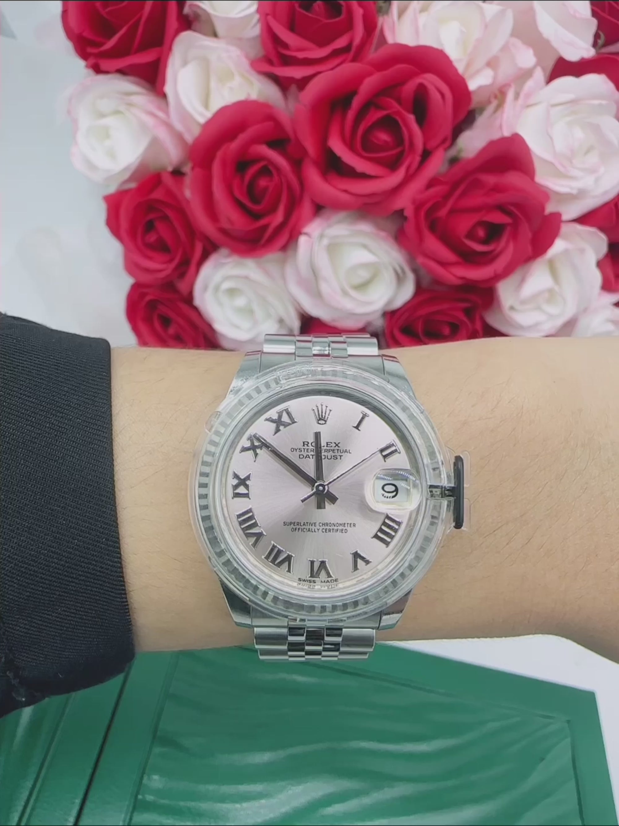 ROLEX 31mm Ladies White Gold & SS Datejust Silver Roman 178274 SANT BLANC