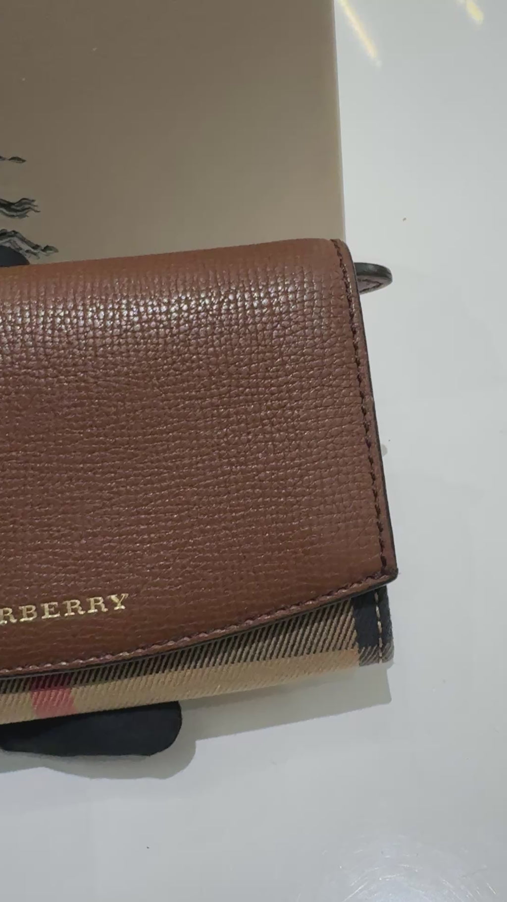BURBERRY Nova Check Brown Leather Bifold Wallet