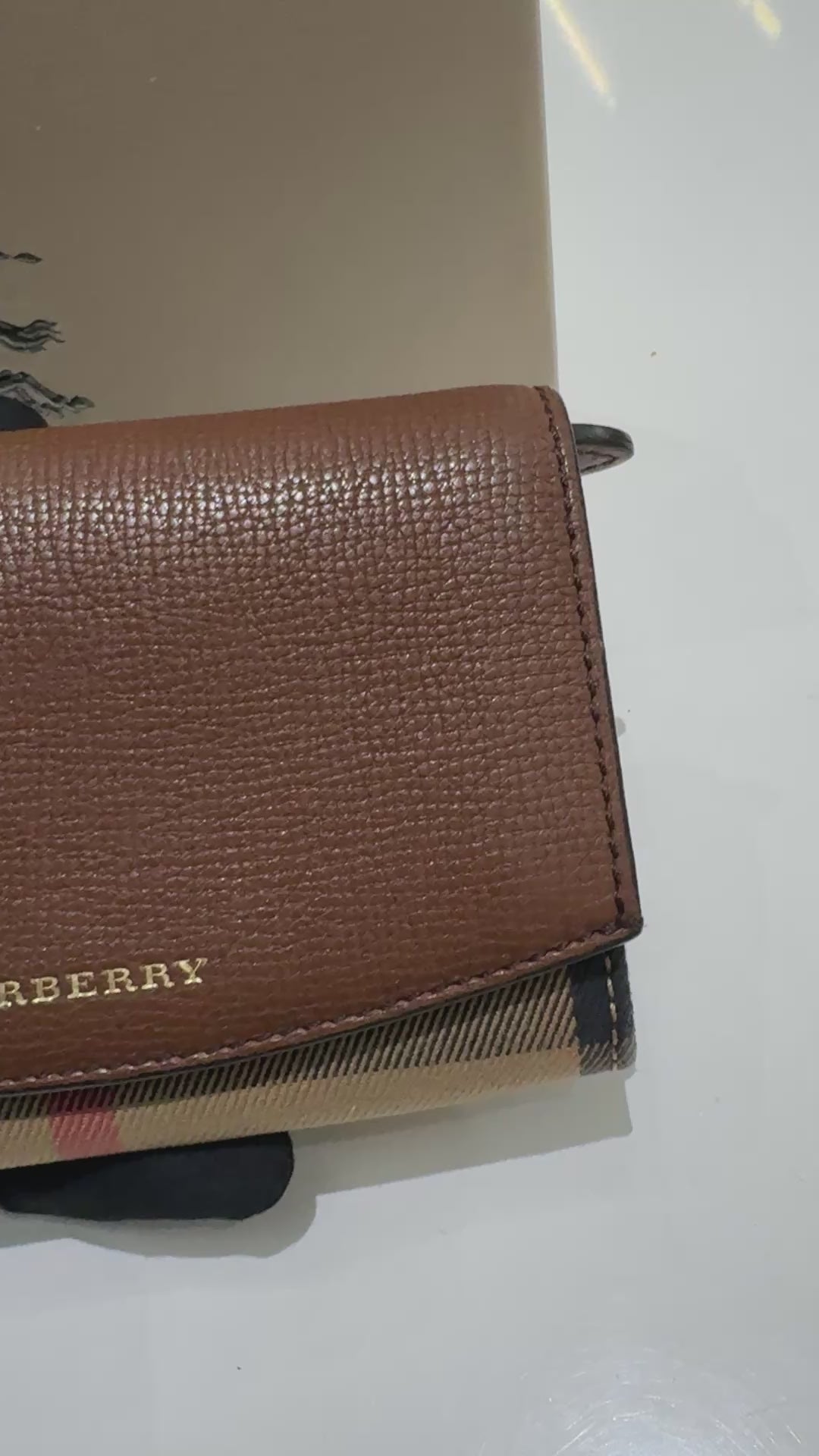 BURBERRY Nova Check Brown Leather Bifold Wallet