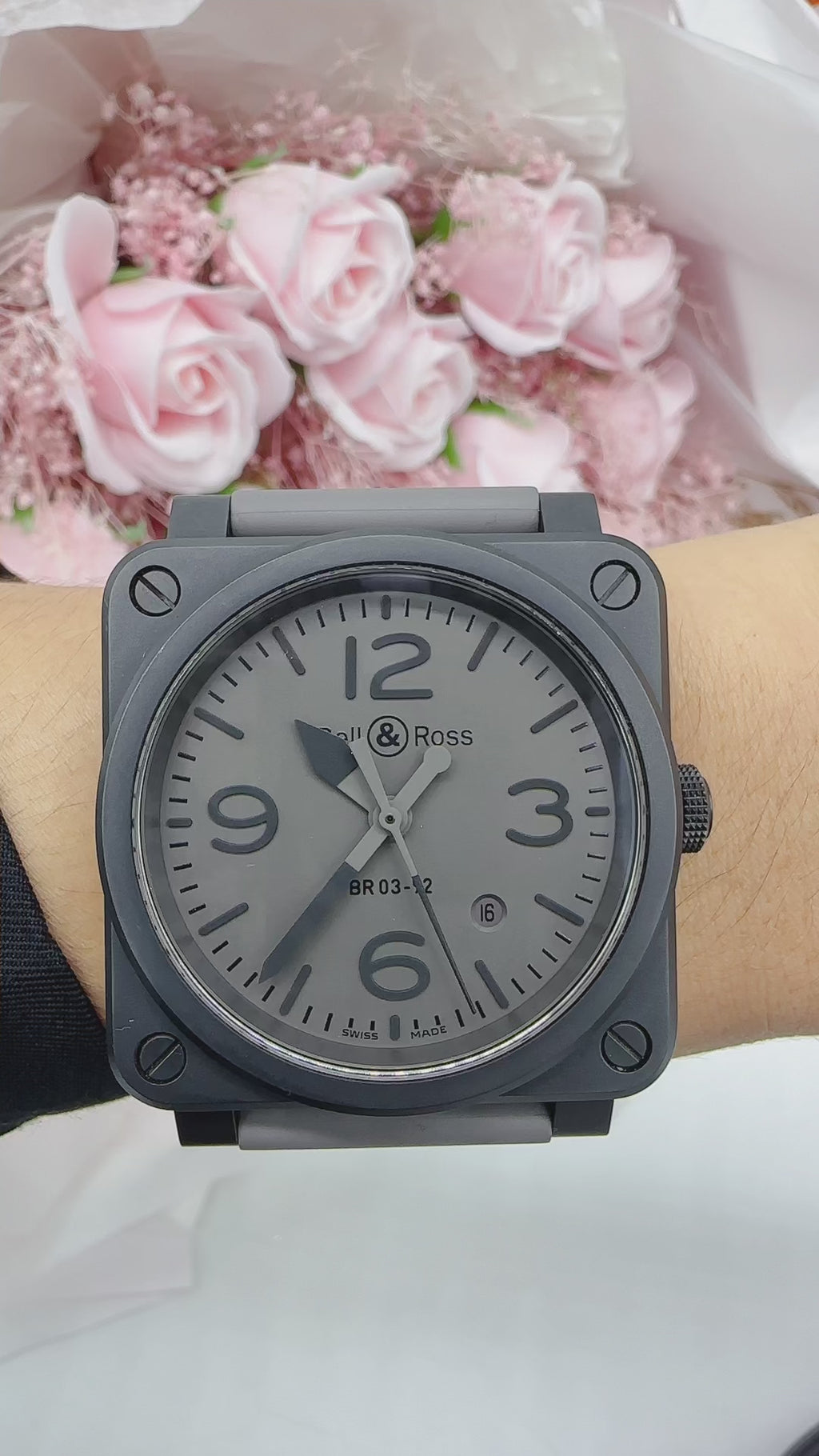 BELL& ROSS 42mm Rubber Strap Men’s Watch (Ref.BR0392-COMMANDO-CE )