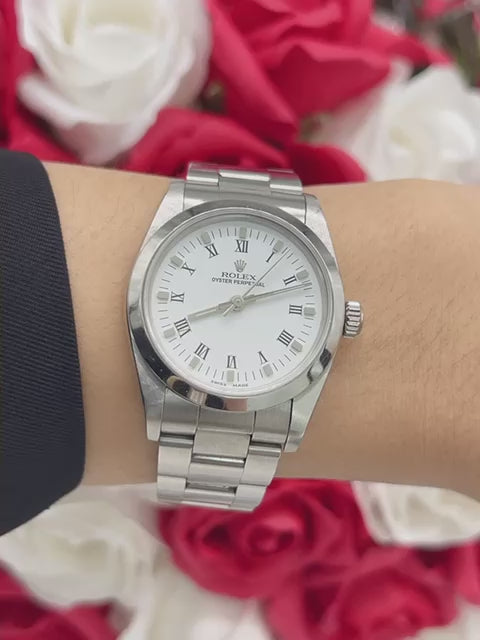 ROLEX Midsize 31mm White Dial Automatic Steel Lady’s Watch