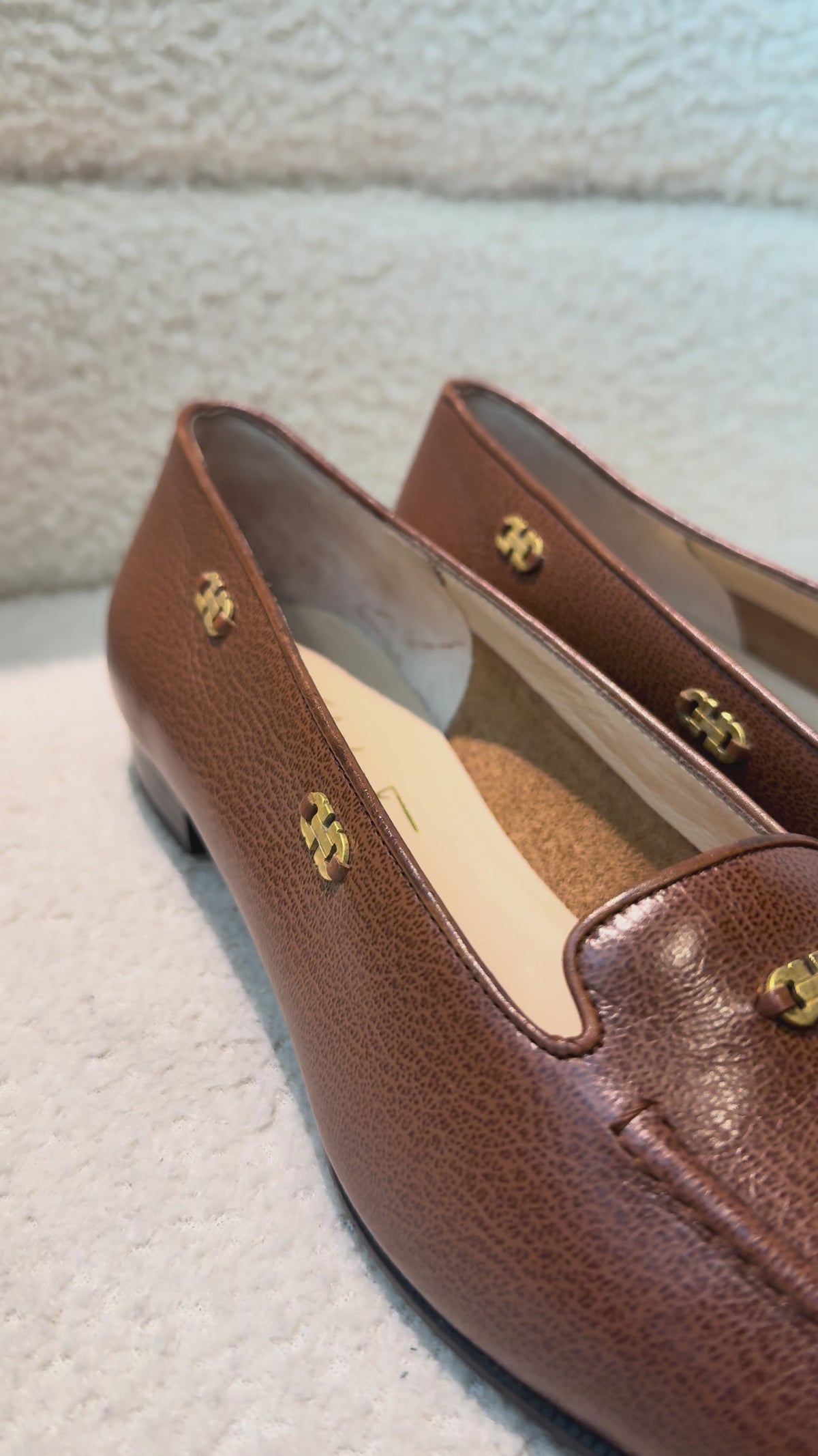 Salvatore Ferragamo Brown Pebbled Leather Loafers