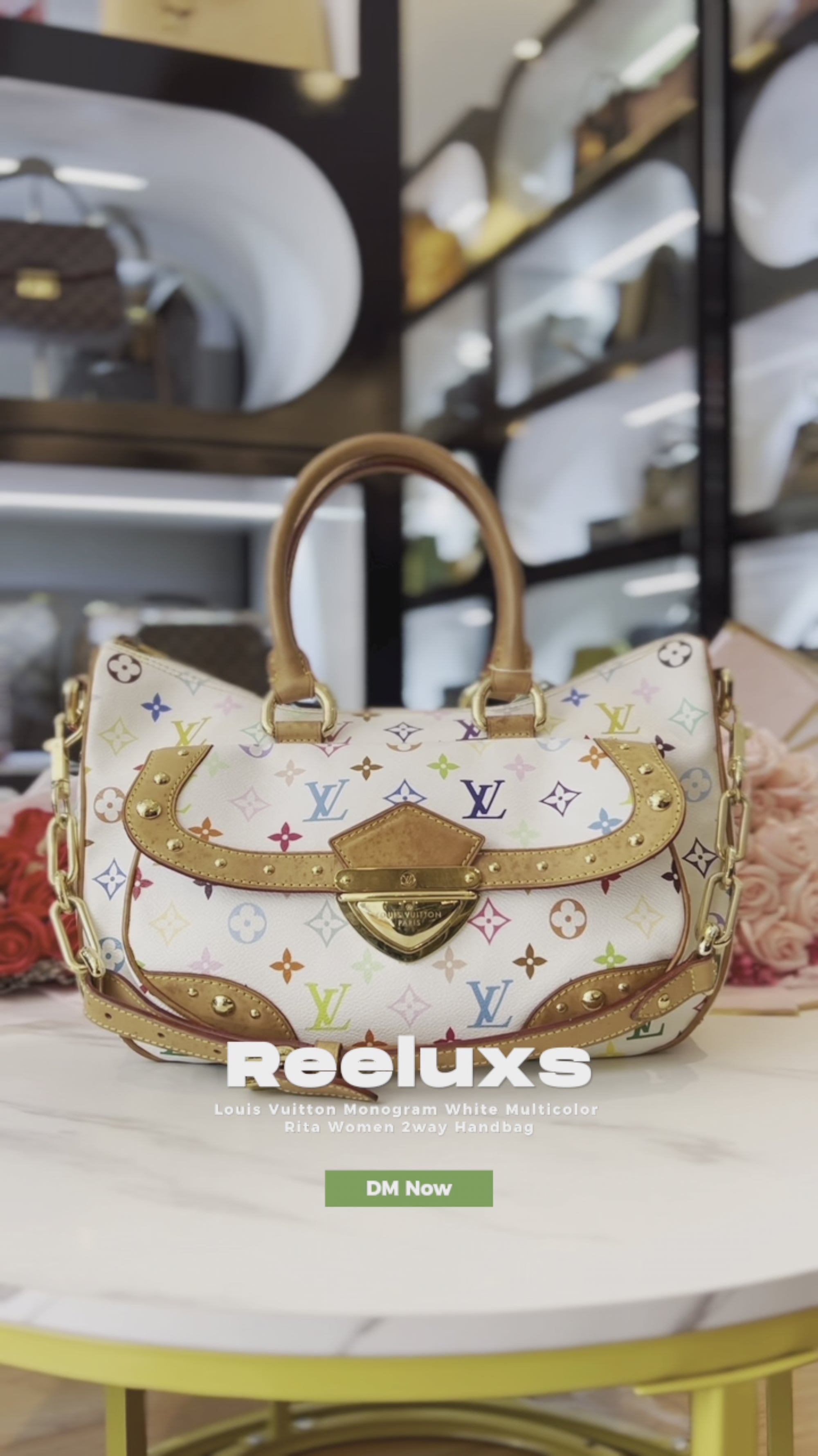 LOUIS VUITTON Monogram White Multicolor Rita Women 2way Handbag