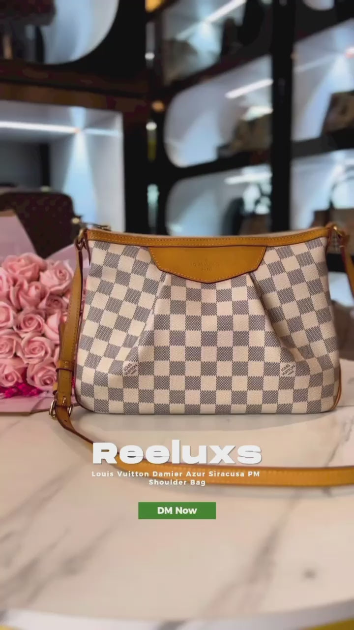 LOUIS VUITTON LV Damier Azur Siracusa PM Shoulder Bag