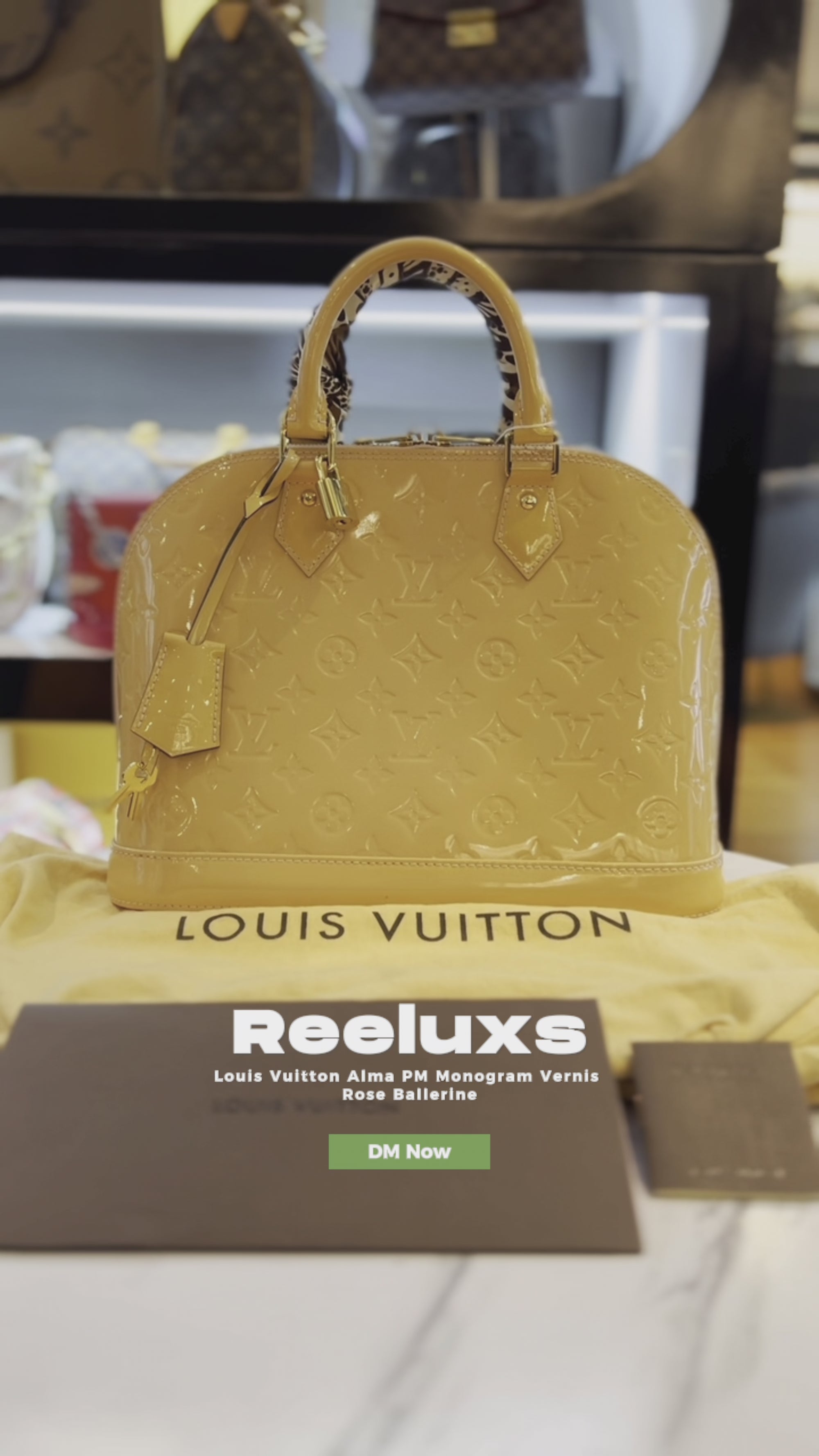 LOUIS VUITTON Alma PM Monogram Vernis Rose Ballerine