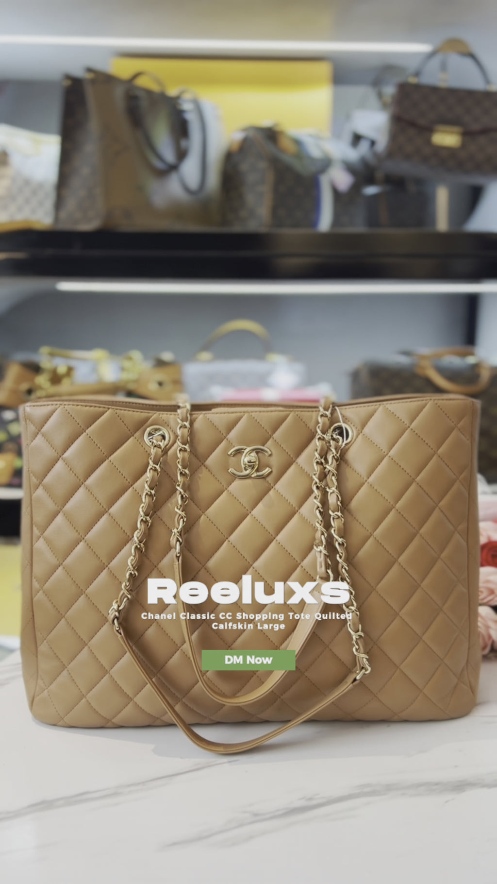 CHANEL  Classic CC Shopping Tote Quilted Calfskin Large