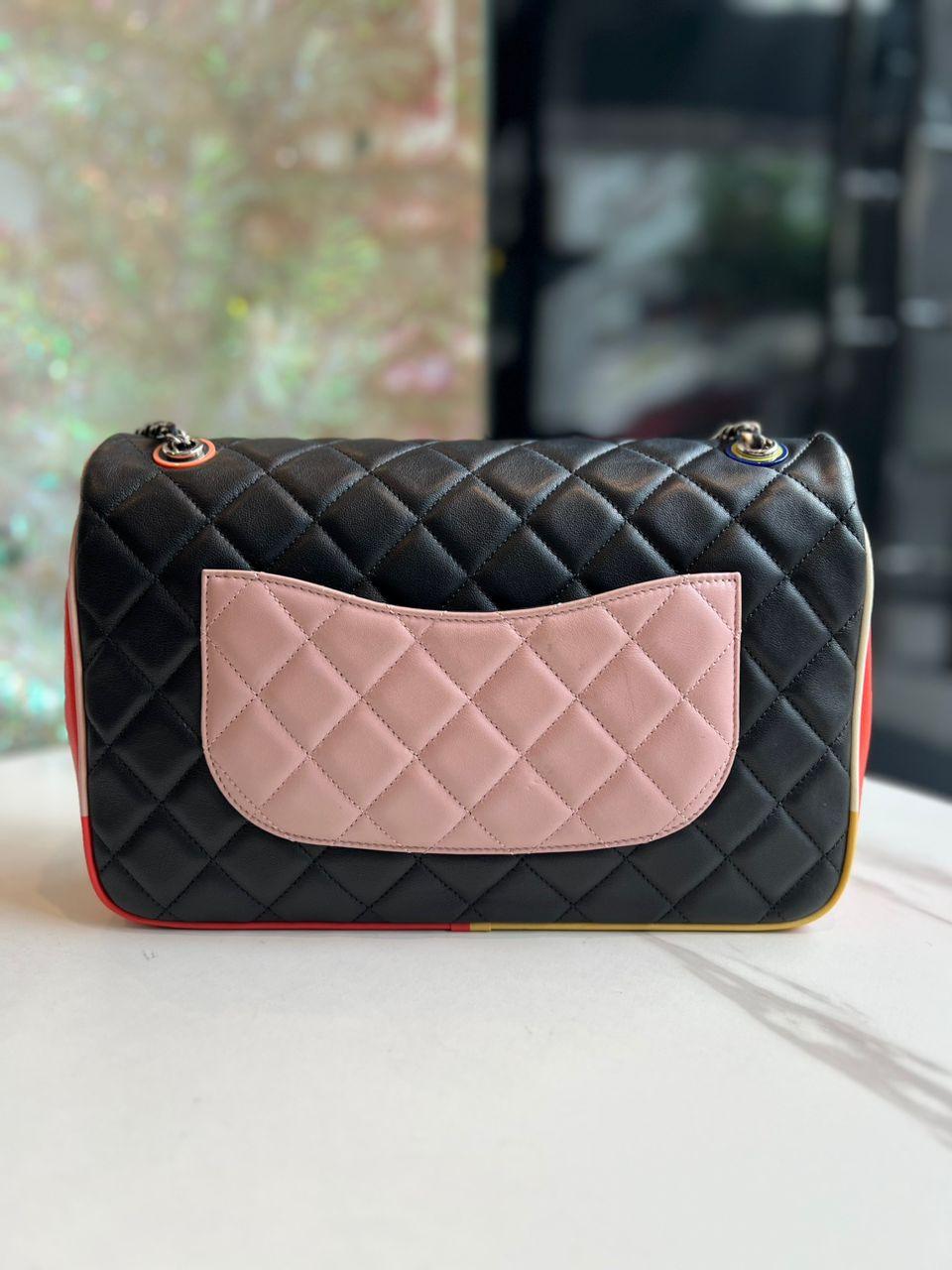 CHANEL Lambskin Quilted Jumbo Cuba Colour Flap Black - Reeluxs 