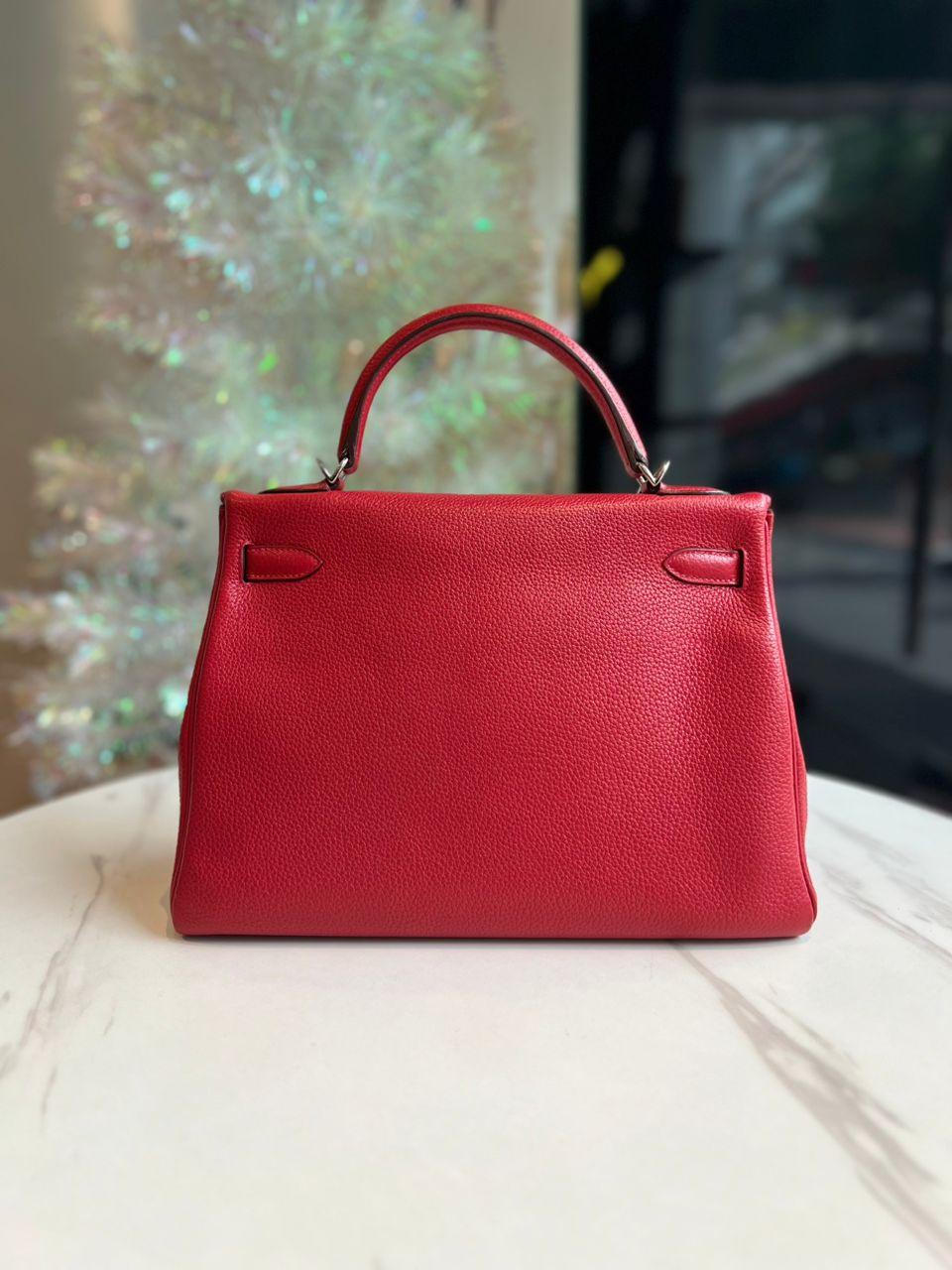 Hermès Kelly Retourne 28 Clemence Leather, Palladium Hardware - Reeluxs 