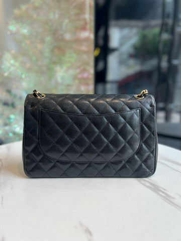 Chanel Caviar Jumbo Double Flap Black GHW Full Set - Reeluxs 