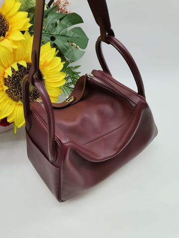 Hermes Lindy 30 Veau Evercolor Bordeaux Bag - Reeluxs 