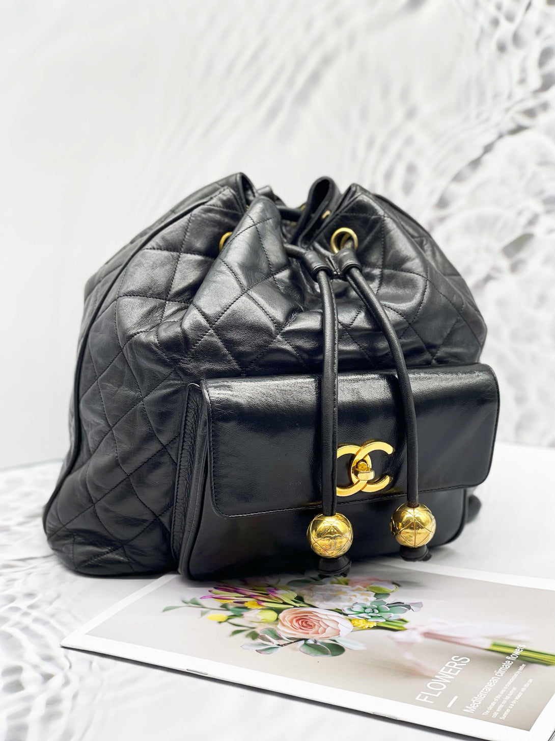 Chanel Vintage Drawstring Bucket Backpack Ghw - Reeluxs 