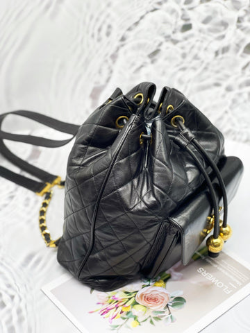 Chanel Vintage Drawstring Bucket Backpack Ghw - Reeluxs 