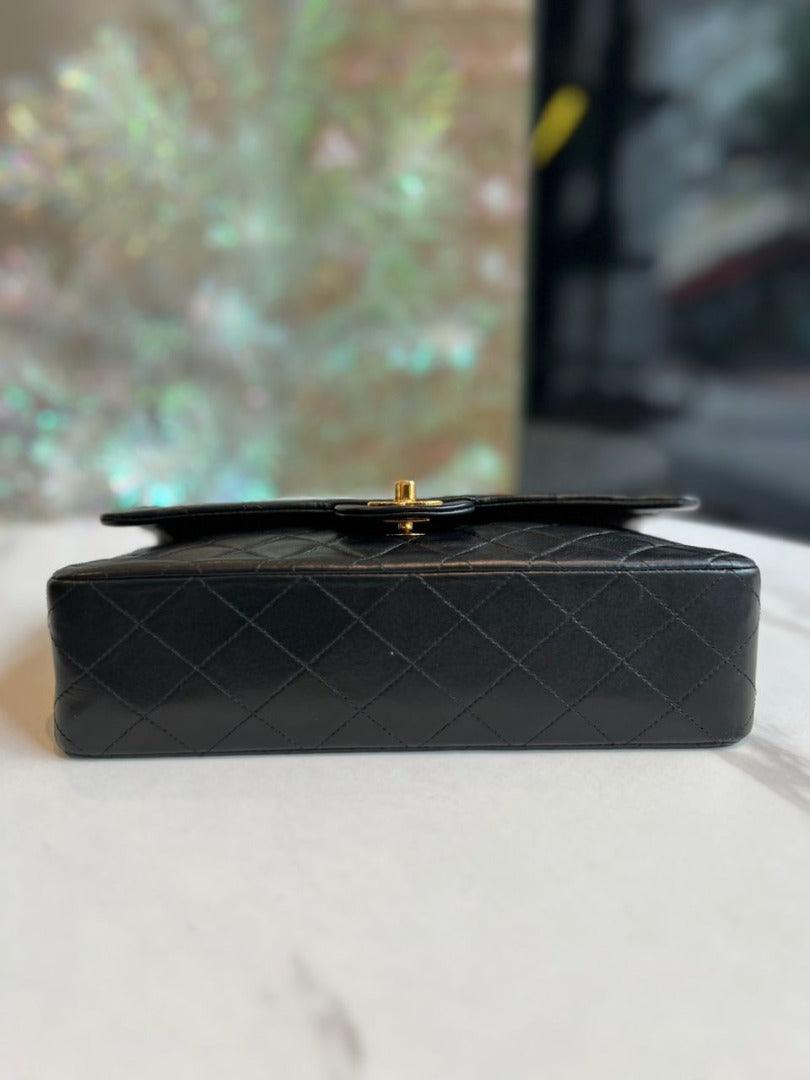 Chanel Vintage Black Quilted Lambskin Classic Medium - Reeluxs 