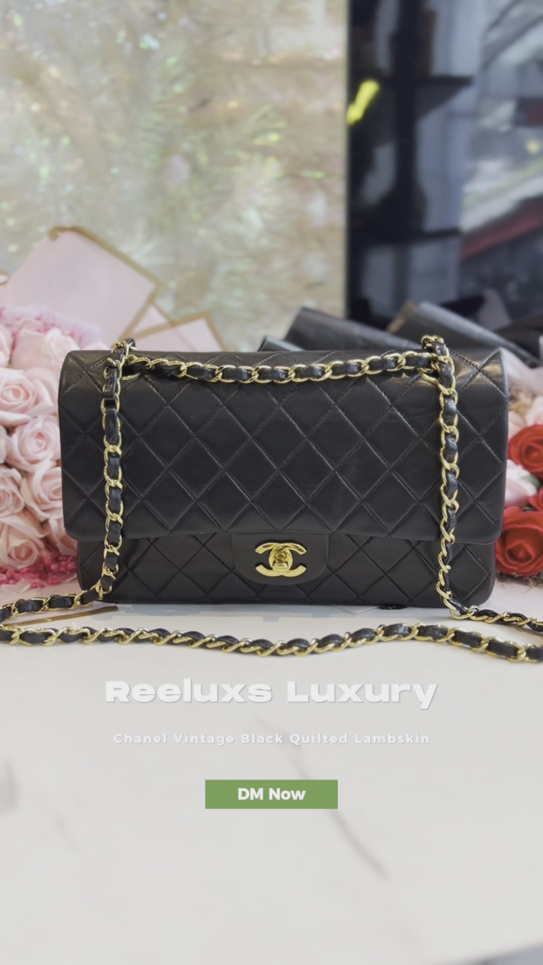 Chanel Vintage Black Quilted Lambskin Classic Medium
