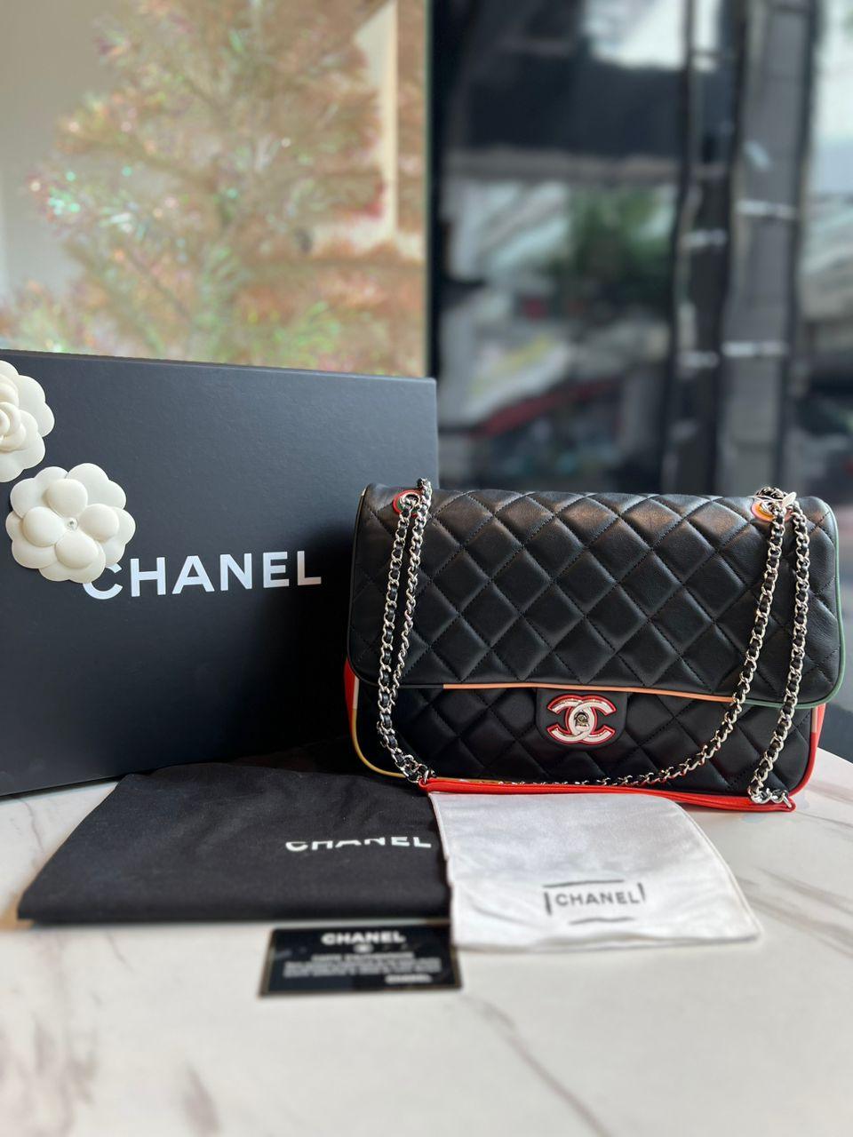 CHANEL Lambskin Quilted Jumbo Cuba Colour Flap Black - Reeluxs 