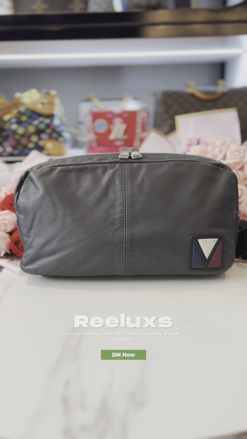 LOUIS VUITTON Fast V-line Crossbody Black Leather