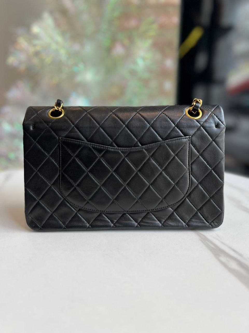 Chanel Vintage Black Quilted Lambskin Classic Medium - Reeluxs 