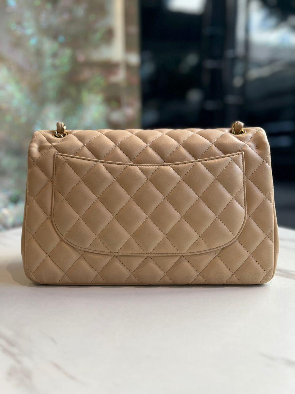 CHANEL Nude Double Flap Classic Jumbo Shoulder Bag GHW - Reeluxs 