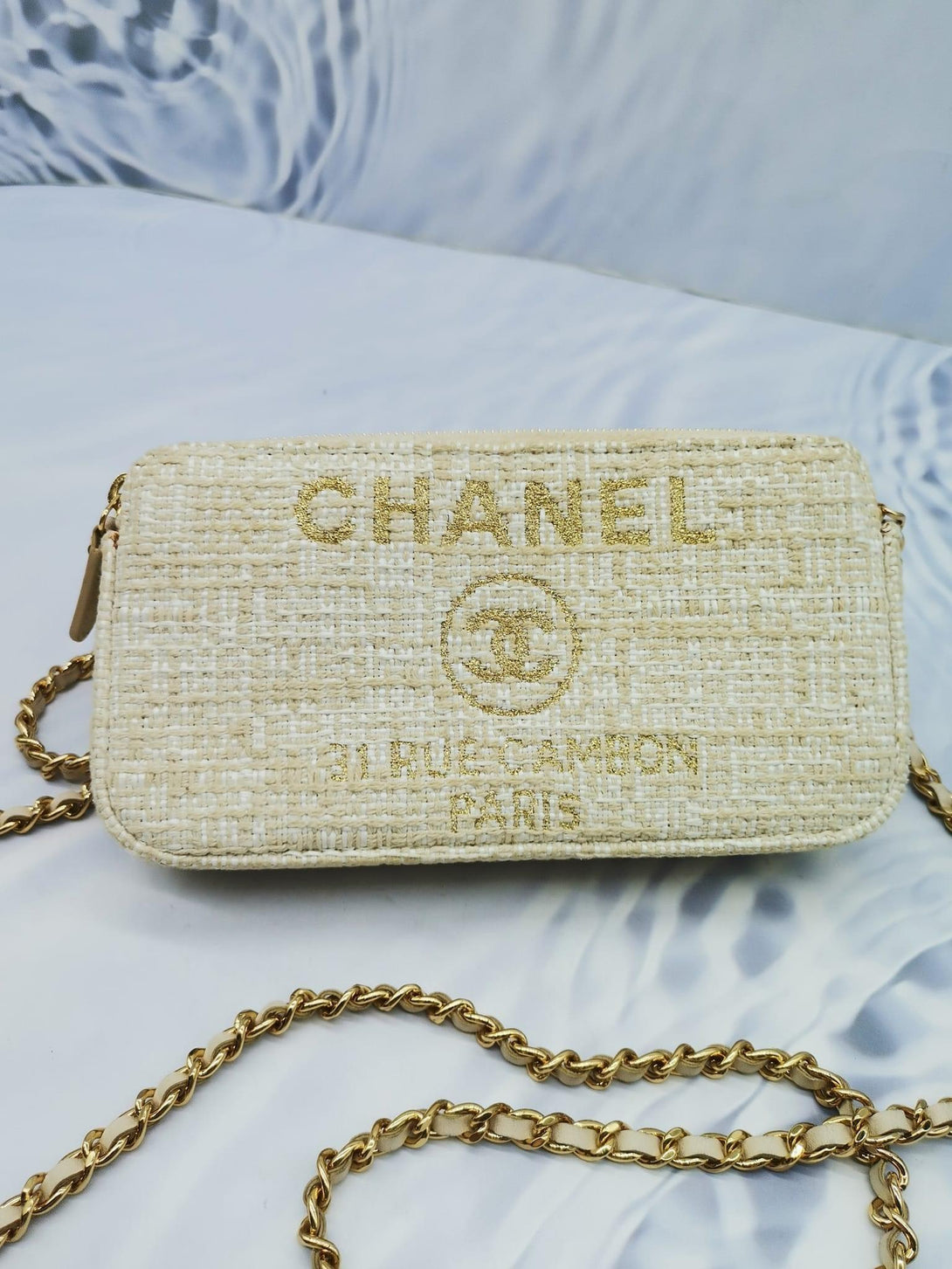 Chanel Deauville Double Zip Clutch Chain Bag - Reeluxs 