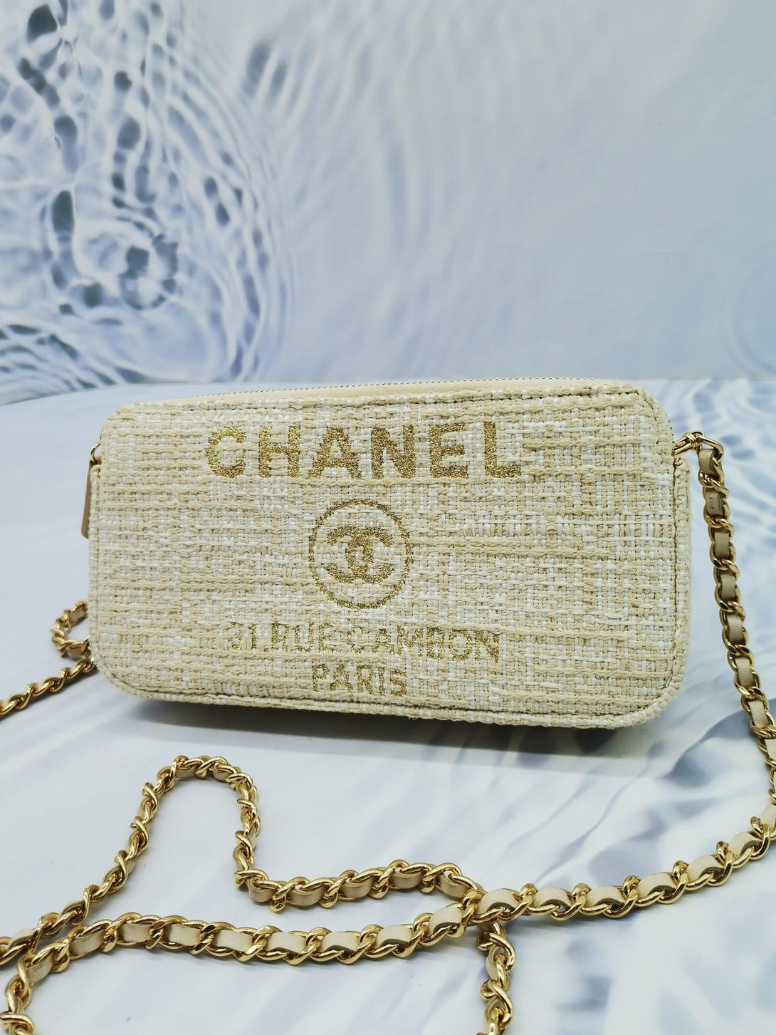 Chanel Deauville Double Zip Clutch Chain Bag - Reeluxs 