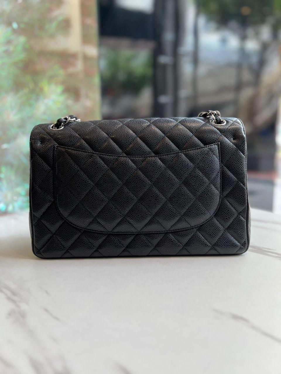 Chanel Double Flap Jumbo Black Caviar - Reeluxs 