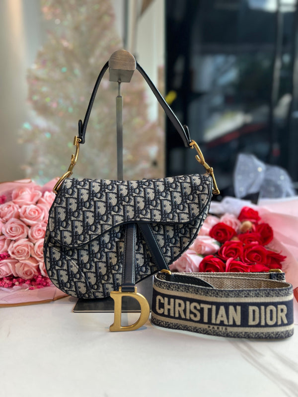 Christian Dior Saddle Dior Oblique Jacquard Bag Blue - Reeluxs 