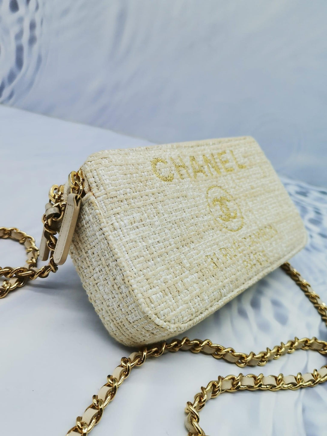 Chanel Deauville Double Zip Clutch Chain Bag - Reeluxs 