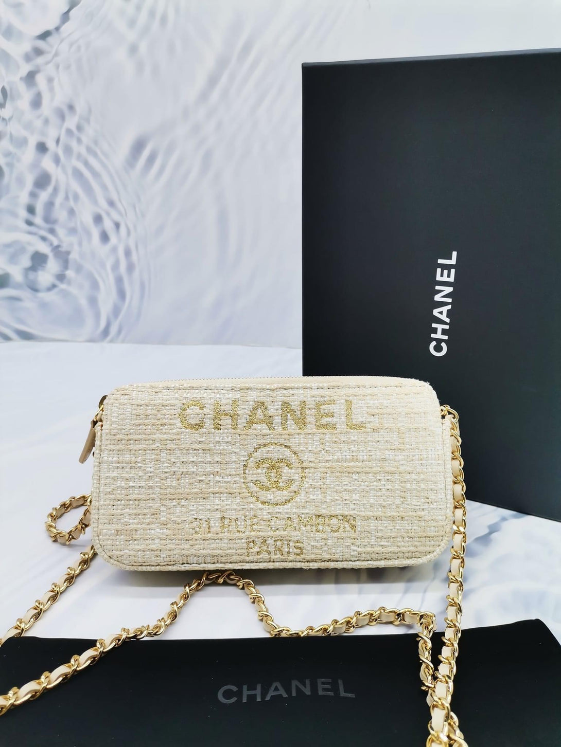 Chanel Deauville Double Zip Clutch Chain Bag - Reeluxs 